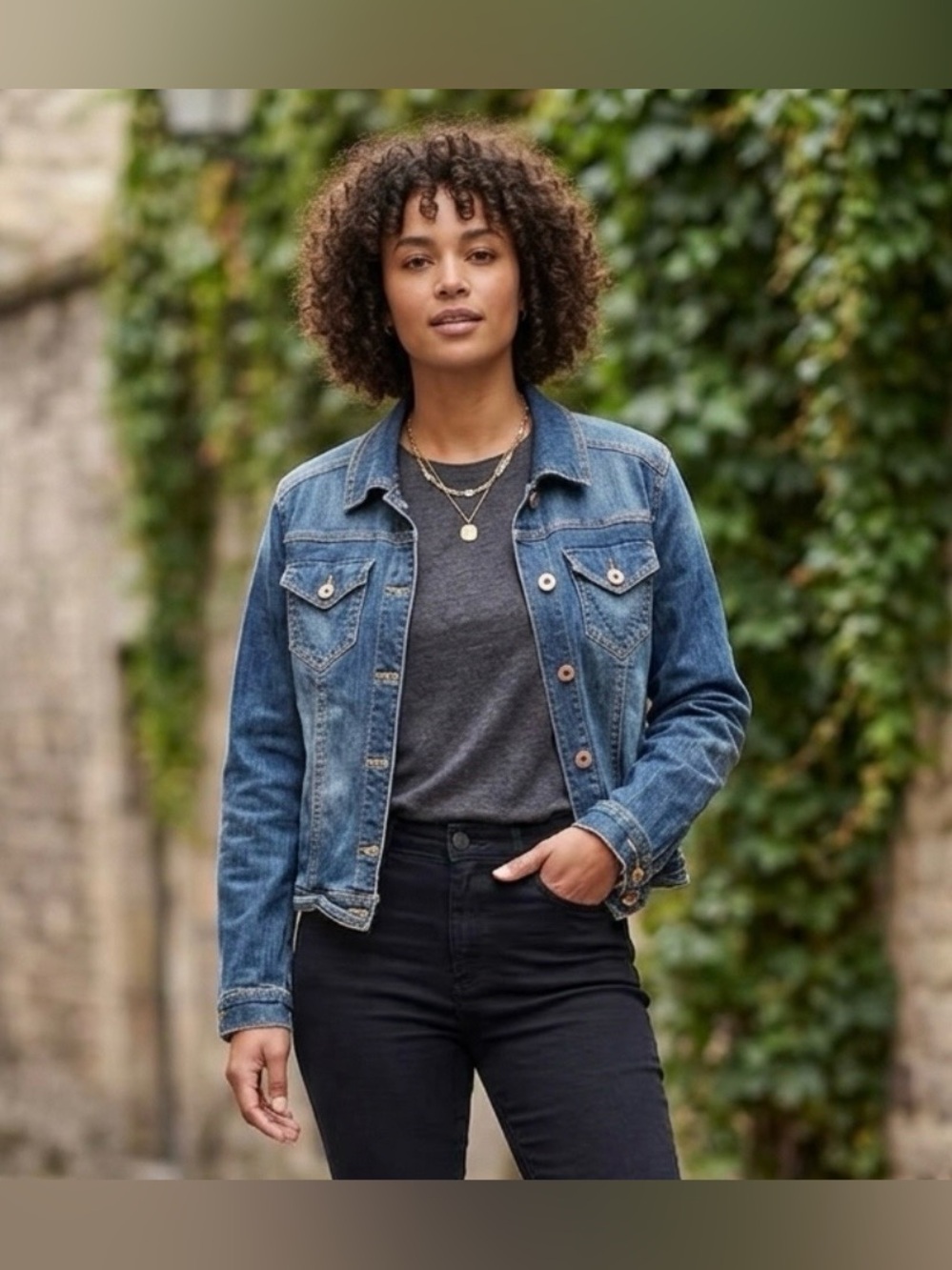 NWT Pure Energy Classic y2K Boho Blue Denim Trucker Jacket Western 1X